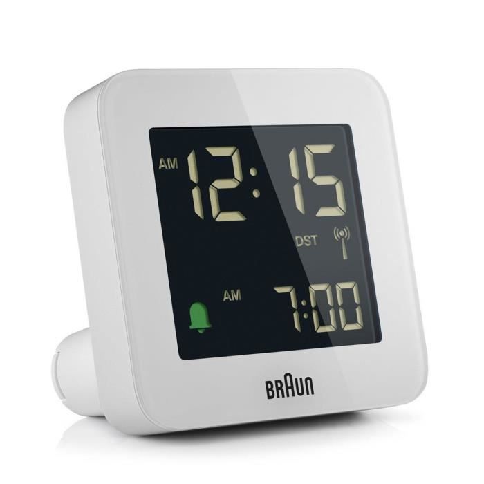 Réveil Radio-Piloté Braun BC 09 W-DCF – Numérique, Écran LCD