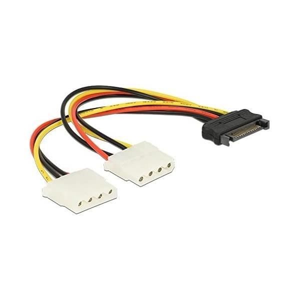 Câble Adaptateur Alimentation Molex Vers SATA 15cm - 1 Mâle Vers 2 Femelles