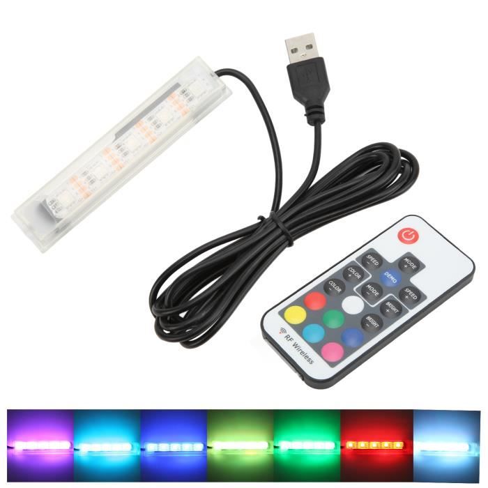 Meilleurs prix pour Cikonielf Petite lumière d'aquarium Micro Aquarium Light Télécommande USB Coloré Fish Tank Lampe LED pour Paysage (Fil Noir)