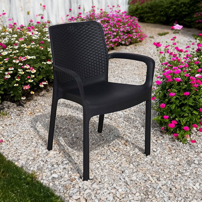 Dmora - Chaise dextérieur Torino 54x60 5h82 cm Anthracite Polypropylène Dmora - Chaise dextérieur Torino 54x60 5h82 cm Anthracite Polypropylène