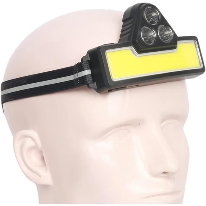 Lampe Frontale LED 3 Modes (forte/faible/clignotant) - Sangle Réglable, Neuve Sous Blister