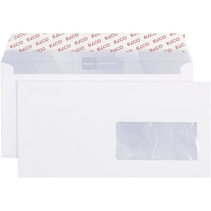 Enveloppes DL Blanc Elco Premium - 114x229 Mm, Lot De 500, Papier 100g/m²