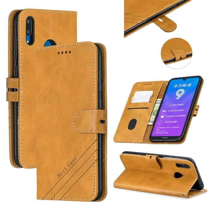 Haute Qualite Housse Huawei Y7 Prime 2019 Huawei Y7 2019 Housse de Protection PU Cuir Antichoc Pochette Etui Huawei Y7 2019 Jaune Cdiscount Telephonie
