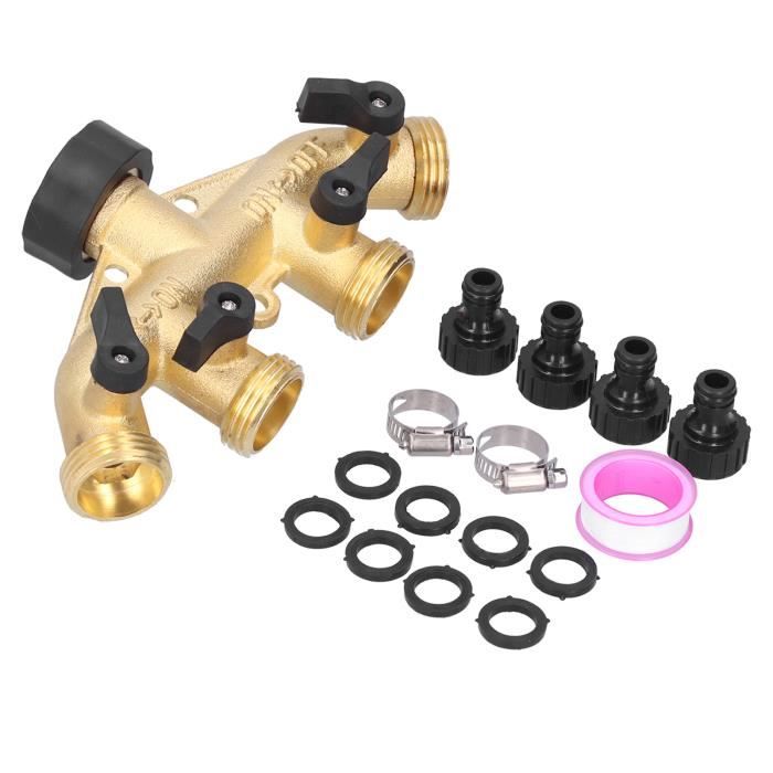 Répartiteur D'eau 2 Voies 3/4" - Laiton - Pour Robinet, Machine à Laver, Lave-vaisselle, Tuyau D'arrosage