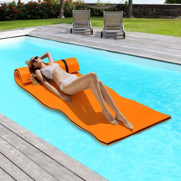 GOPLUS 210X66CM Tapis Flottant de Piscine en Mousse XPE Résistant,Hamac