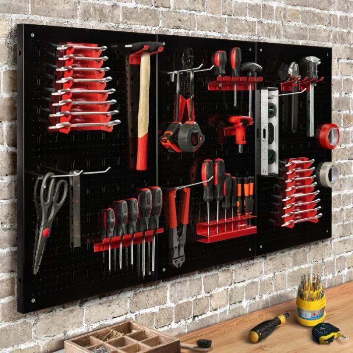 Mur à outils - 1152 x 780 mm - Set de supports à outils avec