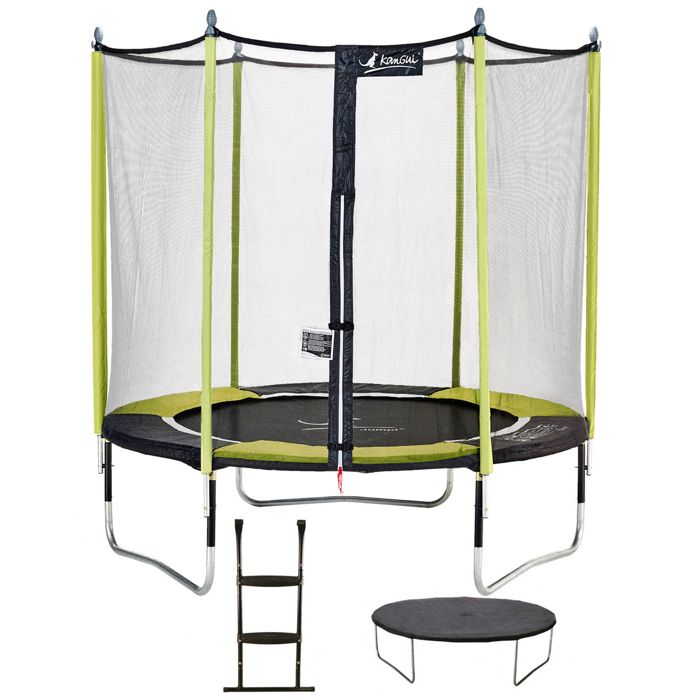 Kangui Bâche De Protection Trampoline 300 Cm PVC Noir - Avec Évacuation Eau Et Fixations Élastiques