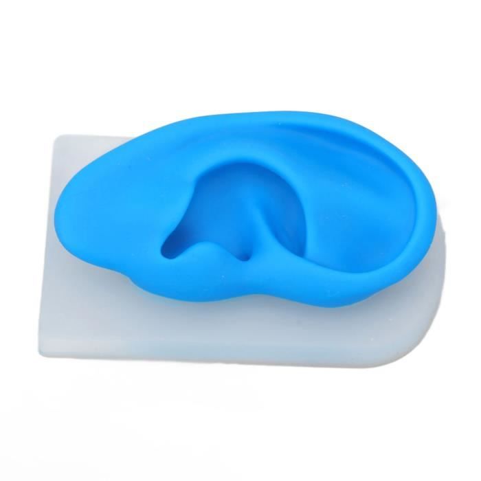 Modèle D'Oreille En Silicone Noir - Outil D'Entraînement Piercing Et Présentation Bijoux - Avec Support