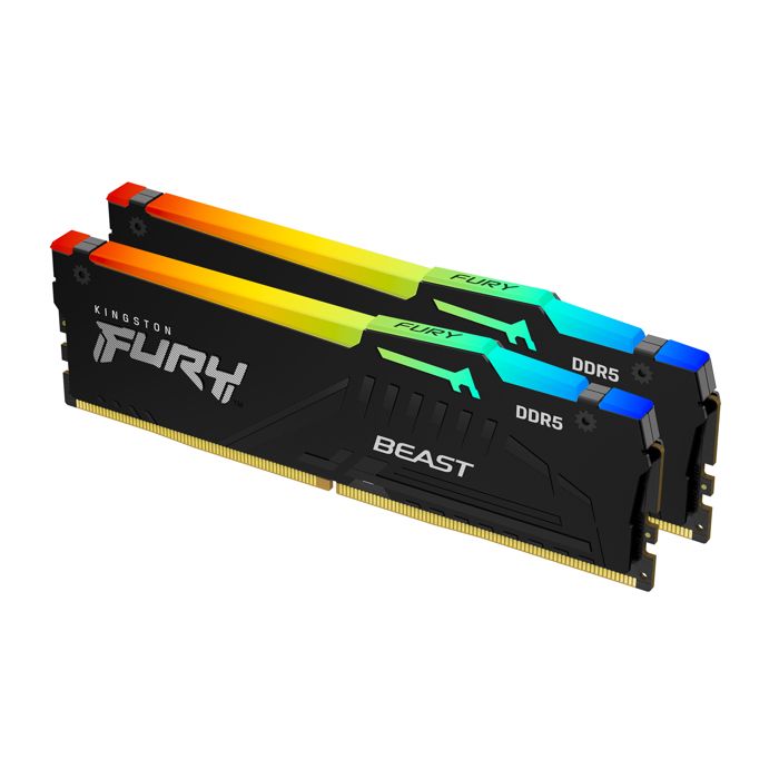 Kingston Technology Kingston FURY Beast RGB - DDR5 - kit - 32 Go: 2 x 16 Go - DIMM 288 broches - 6800 MHz / PC5-54400 - CL34 - 1.4 V - mémoire sans tampon - on