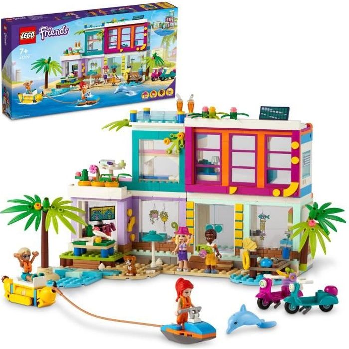 LEGO® 41709 Friends La Maison De Vacances Sur La Plage Été 2022, Avec Piscine, Mini-Poupée Mia et Accessoires, Enfants Dès 7 Ans