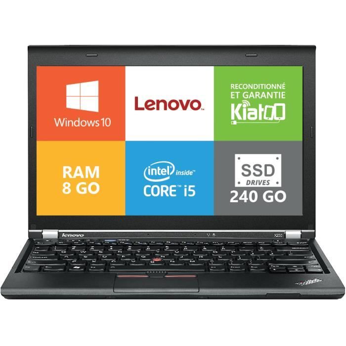 LENOVO - ThinkPad X230 - Ordinateur portable - Processeur Core i5 - RAM 8 Go - Stockage SSD 240 Go - Windows 10 - Reconditionné - Lenovo
