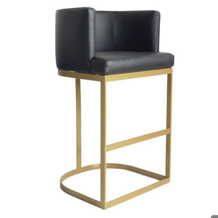 MENZZO Chaise de bar Noellie Simili P.U. Noir Pieds Or MENZZO Chaise de bar Noellie Simili P.U. Noir Pieds Or