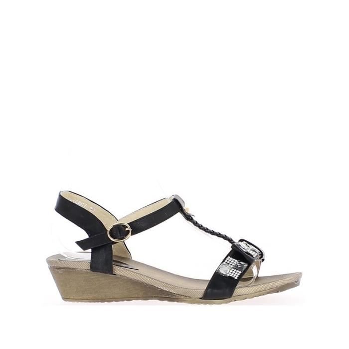 sandales femme compensées noires
