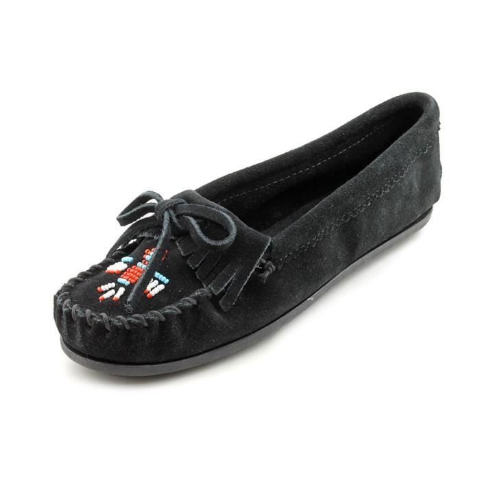 mocassin en daim pour femmes minnetonka thunderbird ii - noir