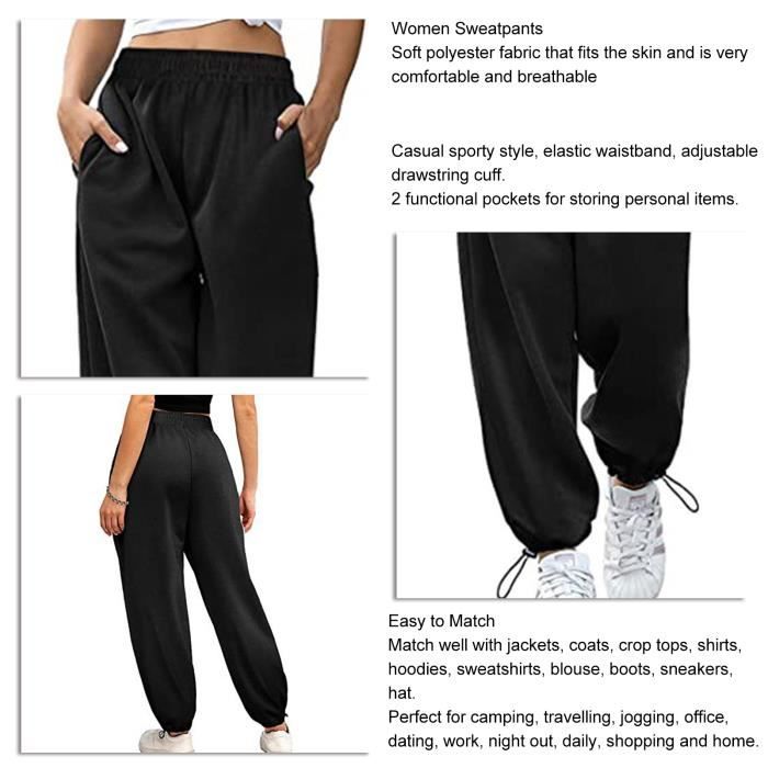 Dioche pantalons de sport pour femmes Pantalons de Survêtement pour Femmes  Cordon de Verrouillage Réglable vetements pantalon Black - Cdiscount Sport