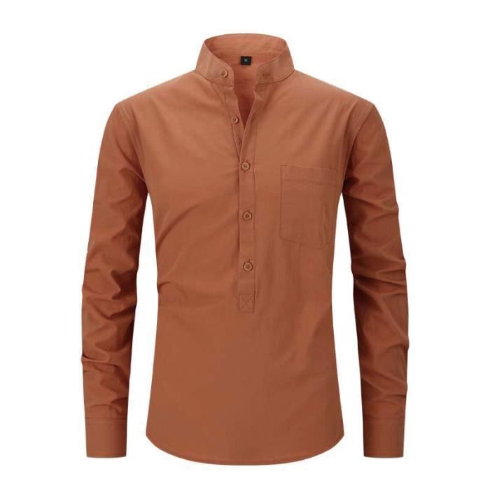 22) Chemise habillée homme moderne coupe mince coton mélangé boutonné