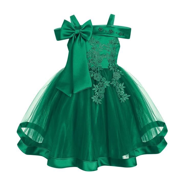 IEFIEL Une Épaule Robe Bébé Fille Robe d'Honneur Mariage Perles Fleurs