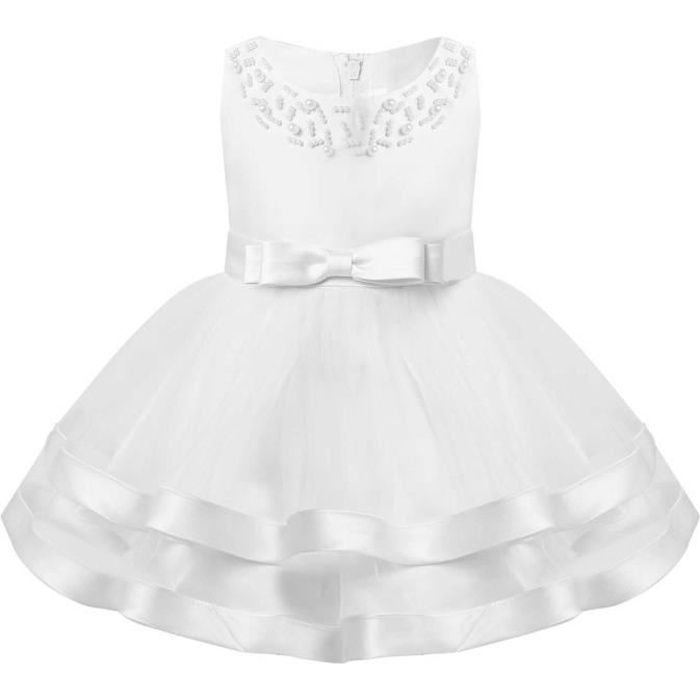 Robe De Baptême Selene Pour Bébé Fille - Ivoire - Broderie Florale - Manches Longues - 0-24 Mois