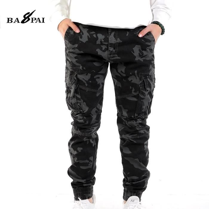 Pantalon Cargo Camouflage Garçon TTAO - Taille élastique, Multiples Poches - Tissu Polyester Léger - Pour Sport, Plein Air, Streetwear - Tailles 5-16 Ans