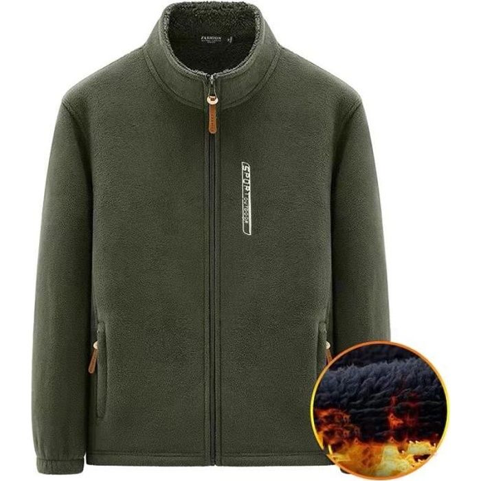 Veste Polaire Homme - Marque - Modèle - Col Montant - Manches Longues -  Couleur Unie Vert - Cdiscount Sport