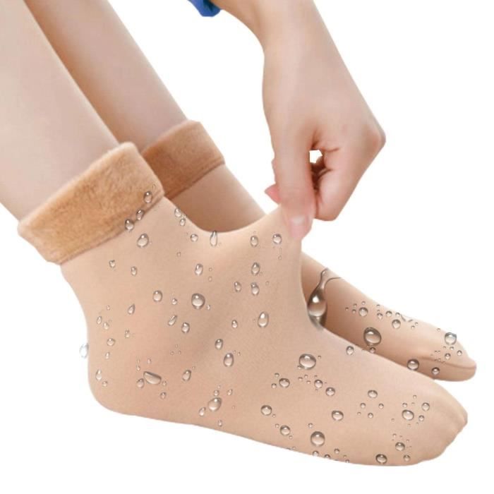 Chaussettes dhiver en polaire pour femme et homme - Marque - Modèle - Beige - Sports dhiver - Ski