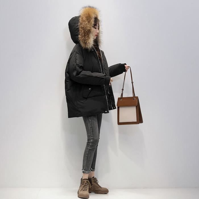 Manteau D'hiver Femme Polaire à Capuche - Coupe Décontractée, Tissu Déperlant, Serrage Taille - Pour Grand Froid, Activités Extérieures