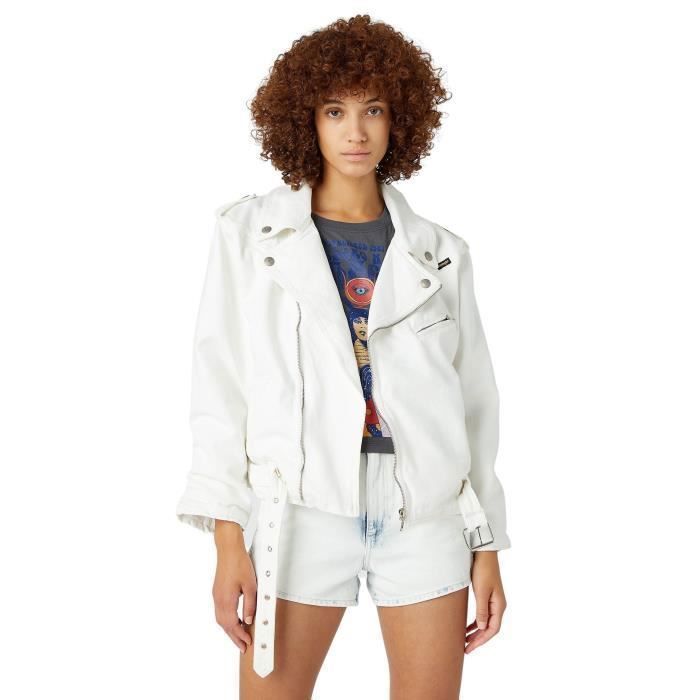 Veste en jean moto femme Wrangler Western vintage white XS Vintage white Cdiscount Pret a Porter