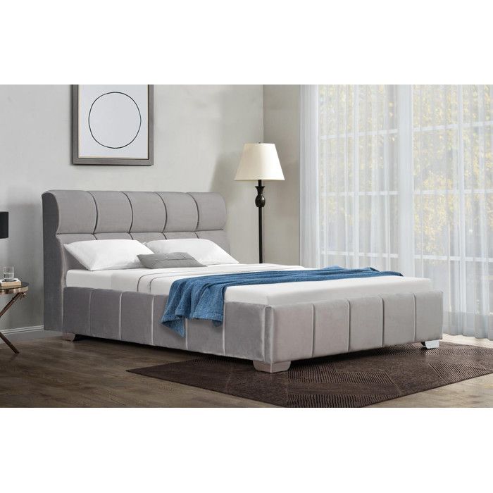 Lit avec coffre de rangement Gris modèle LYNA (Taille: 160 X 200 CM)