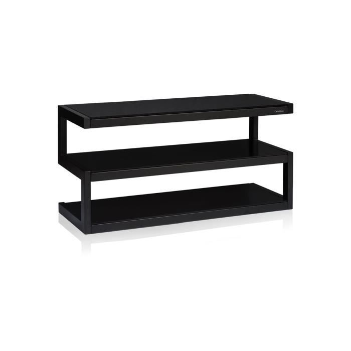 Meuble TV - NorStone - Esse - Noir Satiné - Verres Noirs - Supporte jusquà 80 kg Meuble TV - NorStone - Esse - Noir Satiné - Verres Noirs - Supporte jusquà 80 kg