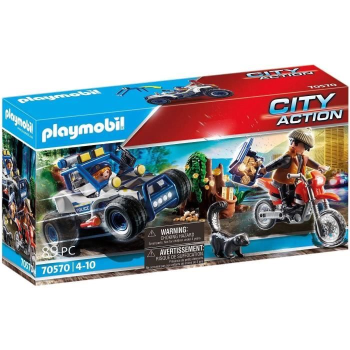 PLAYMOBIL - 70570 - Policier avec voiturette et voleur à moto - Matériaux mixtes - Multicolore - Mixte