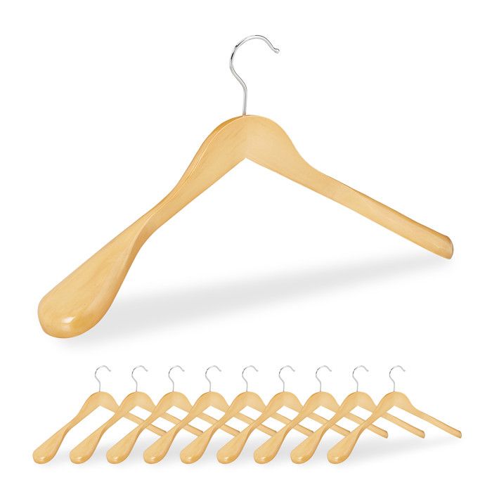 Cintre épaule large Set de 40 Cintre en bois vestes costumes Crochet 360°C nature