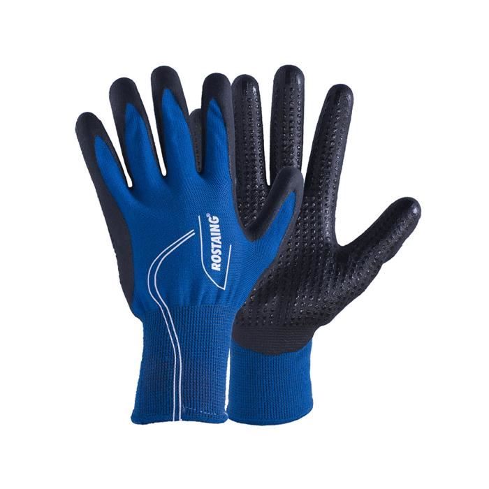 gants de jardinage mi-saison t9 bleu roi - rostaing - polyester et élasthanne