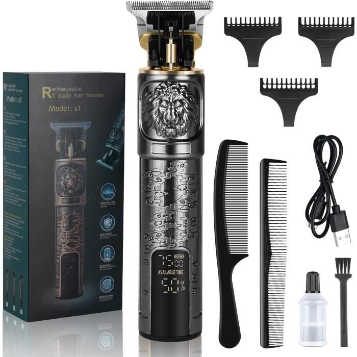 Tondeuse Barbe Et Cheveux USB Rechargeable Sans Fil - Lame En T - Imperméable - Modèle K11S+I3F