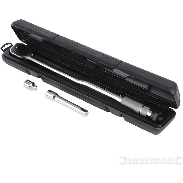Clé dynamométrique SILVERLINE 28 210 Nm Tête à cliquet réversible Normes EN ISO 6789 et DIN 3121