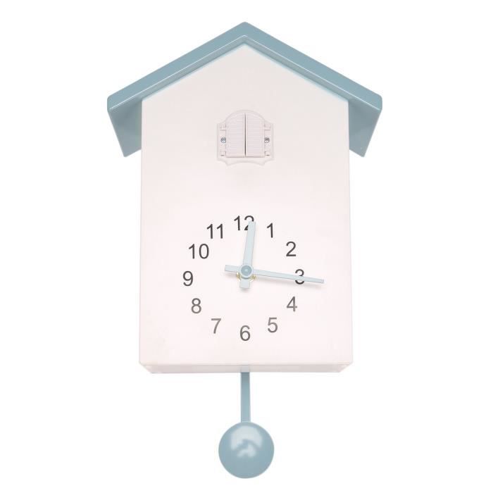 Horloge Murale Décorative à Coucou Et Pendule - Design Maison - Blanc Ou Jaune - Dimensions 40x27x9 Cm - Fonctionne Avec 4 Piles AA