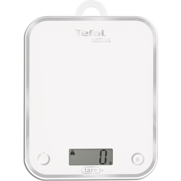 Balance de Cuisine TEFAL Optiss 5kg/1g Fonction Tare Conversion Liquide  Ecran LCD Blanc - Cdiscount Electroménager