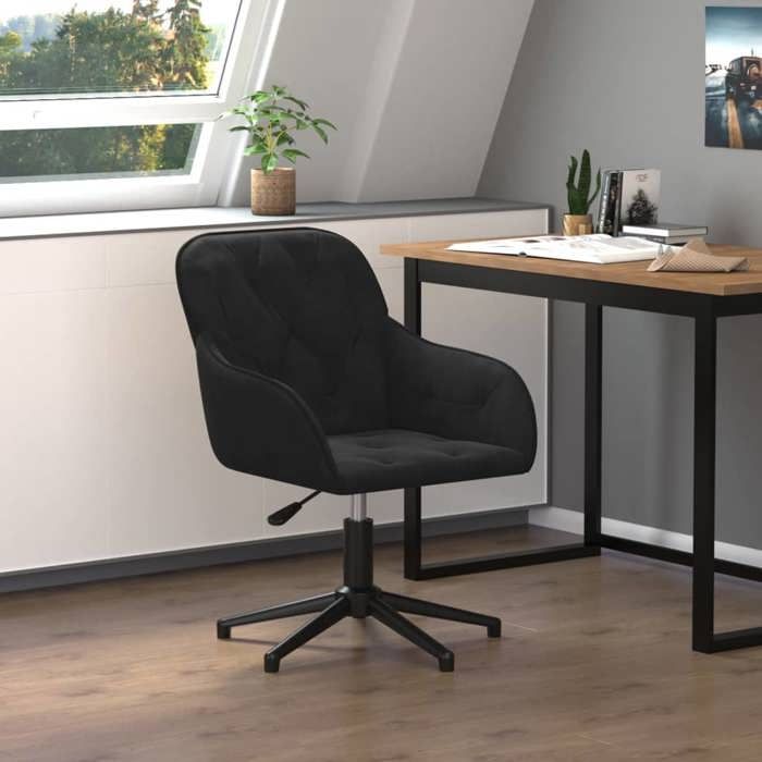 vidaXL Chaise pivotante de bureau Noir Velours 344862
