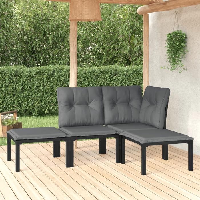 vidaXL Salon de jardin 4pcs Résine Tressée - vue 3