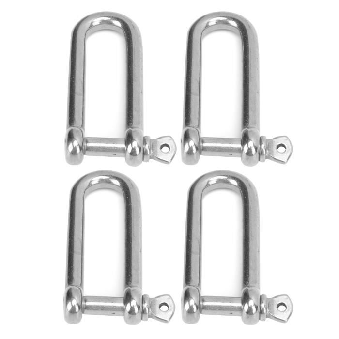 Cadenas Manille Acier Inoxydable Lot De 4 Cadenas à Manille En D M10/1cm - Acier Inoxydable 304, Pour Remorquage, Arrimage, Construction
