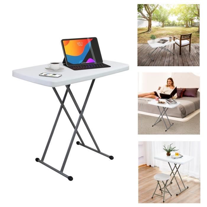 Willonin® Table de jardin Pliante en HDPE Table Compacte et Pliable pour camping voyage extérieure Hauteur réglable 50-62-74cm