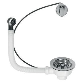 Bonde à panier pour évier 1 bac avec trop-plein Wirquin - Blanc - D.90 mm