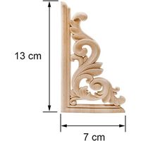 Ornement Bois Style Européen 4 Coins Moulures Décoratives En Bois Sculpté Non Peint 15x10x1 Cm - Style Européen - À Peindre Soi-même - Pour Meubles, Portes, Cadres