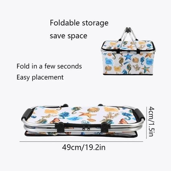 Panier Isotherme Pliable 30L - Sac De Pique-nique Portable Avec Isolation - Pour Camping, Courses, Plage - Dimensions 40x30x23 Cm