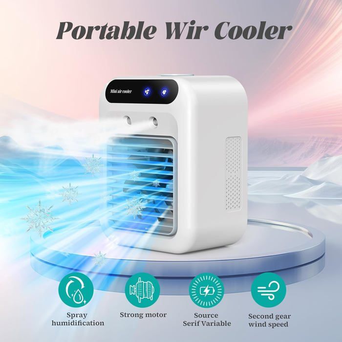 Climatiseur Mobile Portable 5.5L - Rafraîchisseur D'Air Sans Évacuation - 3 Vitesses, Télécommande - Pour Chambre & Bureau
