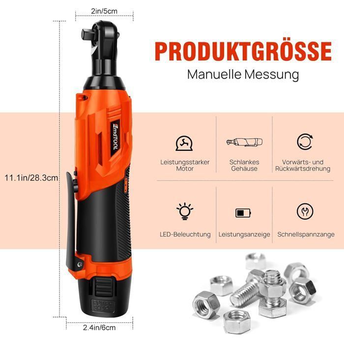 S-LONG Clé à cliquet électrique à cliquet 3/8" 400 tr/min 12 V avec 12