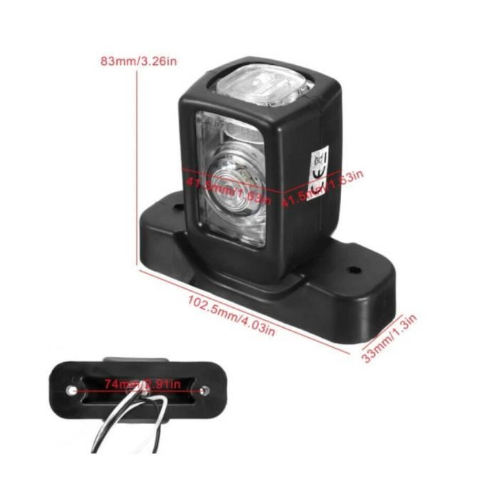 Lot 2 Feux De Gabarit LED Rouge Blanc Effet Néon 12V 24V - Camion Poids Lourds Caravane Agricole