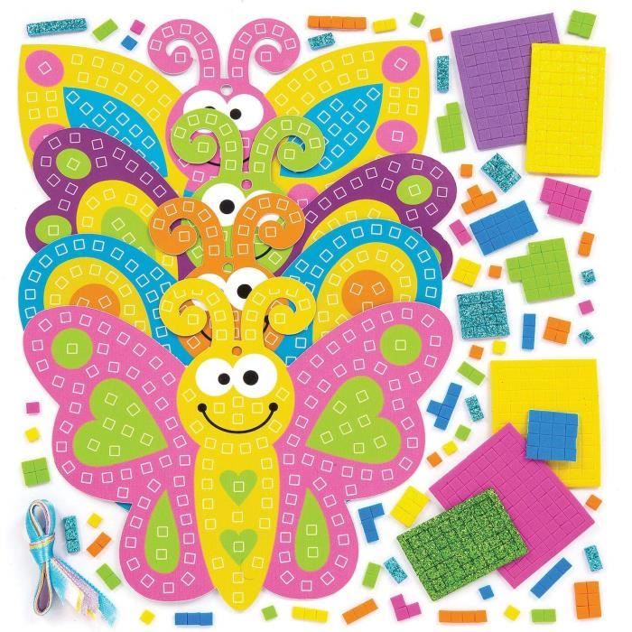 Baker Ross – Lot 102 Autocollants Papillons Mousse | Collage Créatif Décoration Scrapbooking | Loisirs Créatifs Enfants