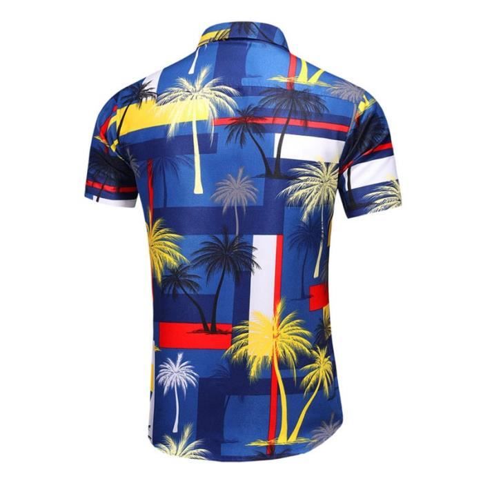 Chemise Hawaïenne Columbia – Lin Et Coton – Homme Taille M – Bleu Poisson Fleuri – Vintage