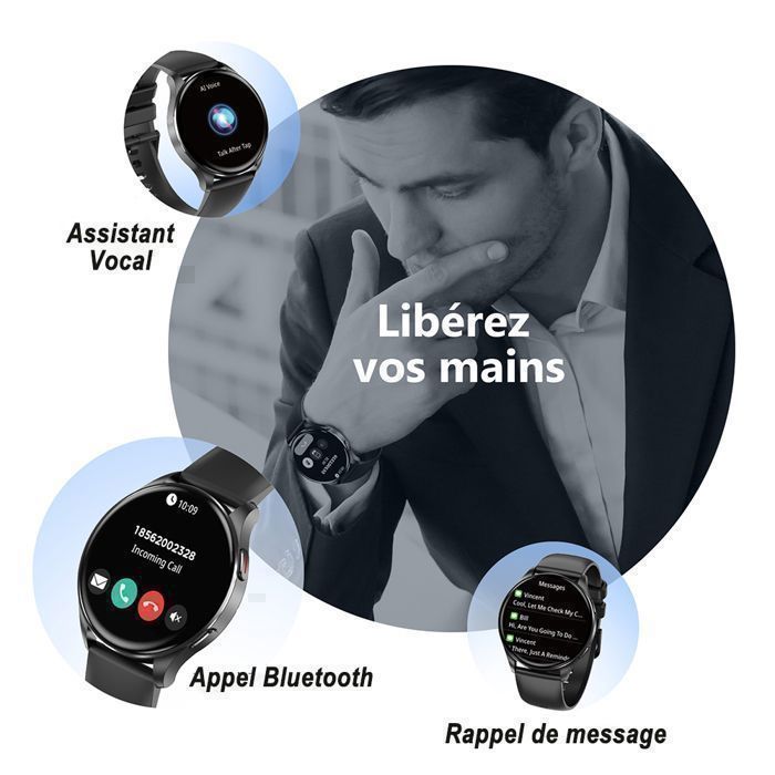 Montre Connectée Pour Homme Et Femme Avec Fonction Téléphone, Écran