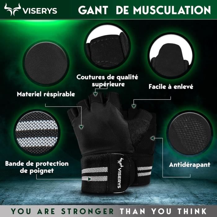 Gants Musculation avec protection poignet PROTECTION +
